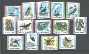 MONTSERRAT 1970-1974 BIRDS #231 - 243A MNH CMPLT SET