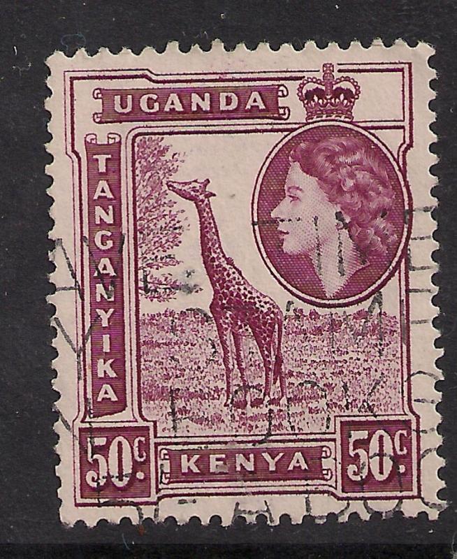 Kenya Uganda Tanganyika 1954 - 59 QE2 50 ct Reddish Purple SG 173 ( A358 )
