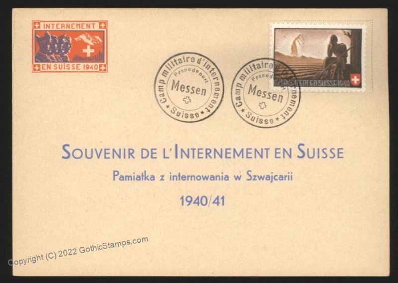Switzerland WWII Internee Camp Messen Soldier Stamp Cover G107531