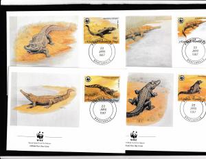 Congo - Fauna WWF - 4 FDC - CROCODILE