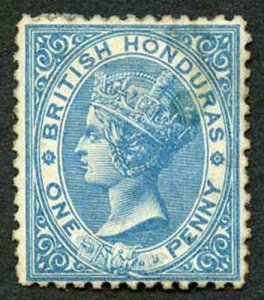 British Honduras SG6 1d Deep Blue Wmk crown CC Perf 12.5 MINT (thin) 