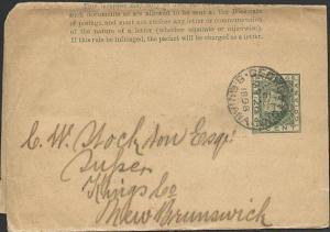 BR GUIANA 1898 1c newspaper wrapper used Georgetown to NEW BRUNSWICK.......49659