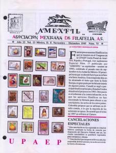 G)1995 MEXICO, AMEXFIL MAGAZINE, SPECIALIZED IN MEXICAN STAM