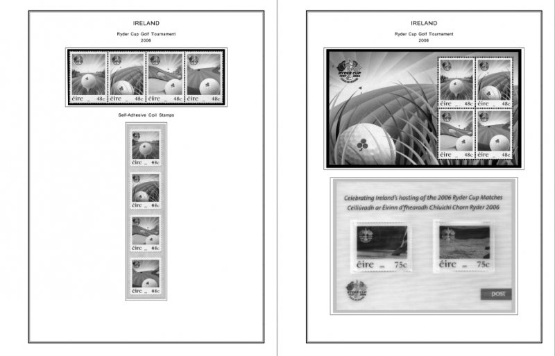 IRELAND 1922-2010 + 2011-2020 STAMP ALBUM PAGES (336 PDF b&w illustrated pages)