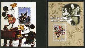 BENIN  2003 75th BIRTHDAY OF MICKEY MOUSE W/ WALT DISNEY SET OF 8  S/S MINT NH