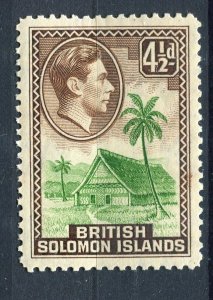 BRITISH SOLOMONS; 1938 early GVI Pictorial issue Mint hinged 4.5d. value