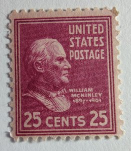 SCOTT #829 SINGLE MINT NEVER HINGED BEAUTY TWENTY FIVE CENT WILLIAM MCKINLEY