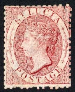 St Lucia SG5ax (1d) lake Mint no gum fault top right Wmk Reversed Cat 70 pounds