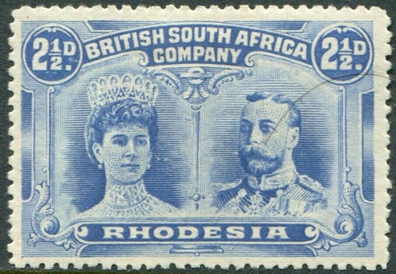 RHODESIA-1910-13 2½d Dull Blue Sg 132 MOUNTED MINT V48389