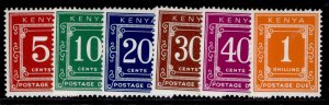 KENYA QEII SG D13-D18, 1967 postage due set, NH MINT.