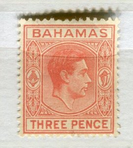 BAHAMAS; 1938 early GVI issue fine Mint hinged Shade of 3d. value 
