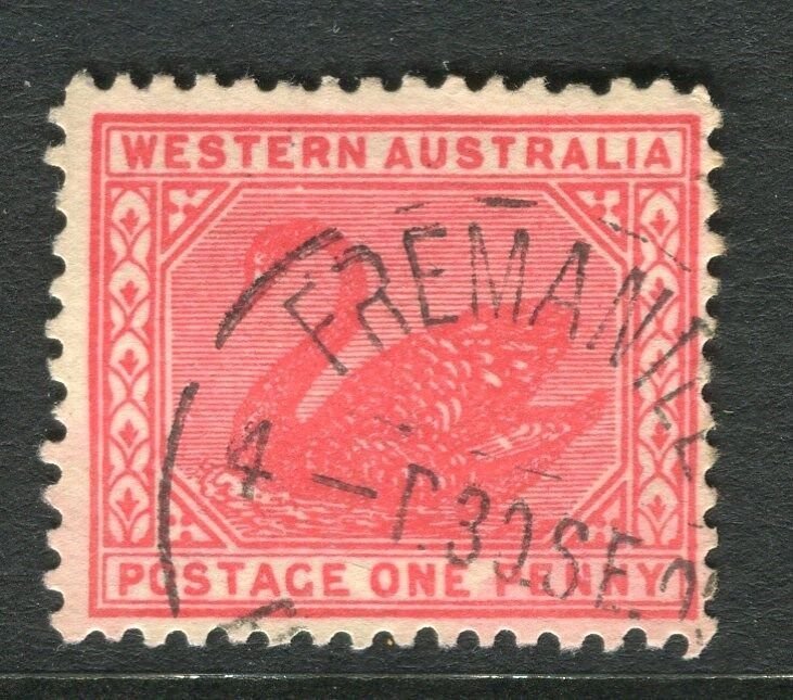 WESTERN AUSTRALIA;  Early 1900s Swan type 1d. used, + MINOR PLATE FLAW