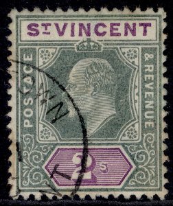 ST. VINCENT EDVII SG83, 2s green & violet, USED. Cat £65.