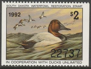 U.S.-SOUTH DAKOTA 12, STATE DUCK HUNTING PERMIT STAMP. MINT, NH. VF