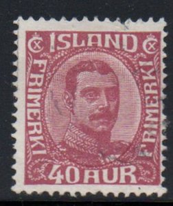 Iceland Sc 123 1920  40 aur claret Christian X stamp used