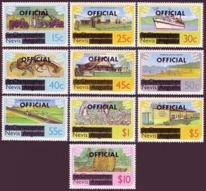 Nevis O1-O10,MNH.Michel D1-D10. OFFICIAL 1980.Sugar cane;Crafthouse;Fruits,