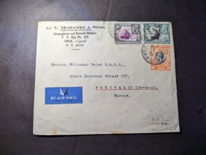 1937 British KUT Airmail Cover Jinja Uganda to Freital II Germany GV Mohamed