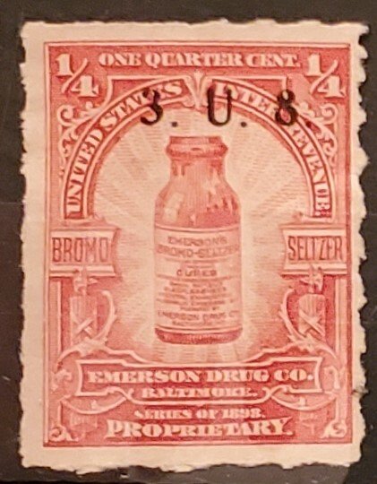 1898 US Scott #- RS280 1/4 Cent Private Die Medicine Emerson Drug Company Used