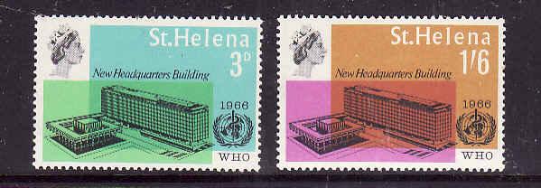 St Helena-Sc#190-1-unused NH set-Omnibus-WHO Issue-1966-