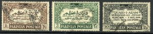 Pakistan SG52/54 1949 First Death Anniversary of Mohammed Ali Jinnah Set Used