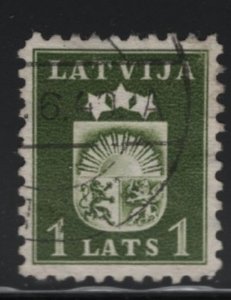 Latvia 1940 used Sc 229 1 l Coat of Arms, stars