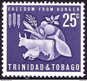 TRINIDAD & TOBAGO 1963 QEII 25c Violet-Blue, Freedom from Hunger SG307 MNH