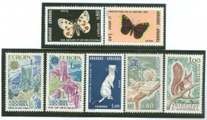 Andorra (French) #251-256/260 Mint (NH) Single (Complete Set) (Butterflies) (Europa) (Wildlife)