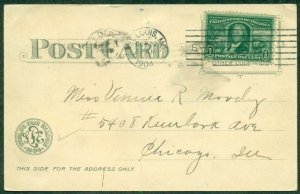 1904 ST. LOUIS WORLD'S FAIR Official card, Missouri State Bldg, 1¢ tied