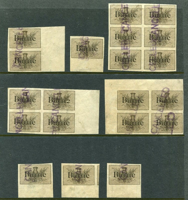 20 VINTAGE BARRiE NEW YORK TRADE MARK IMPERF Poster Stamps (L1134) 19 CENTURY NY