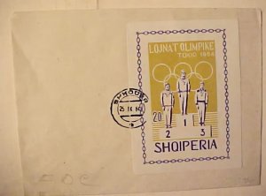 ALBANIA OLYMPICS FDC SHEETLET 1964 CAT 50 M IN 1988 (=$33.00)