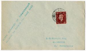 (I.B) George VI Postal : Australia Unsurcharged Air Mail Cover (1938)