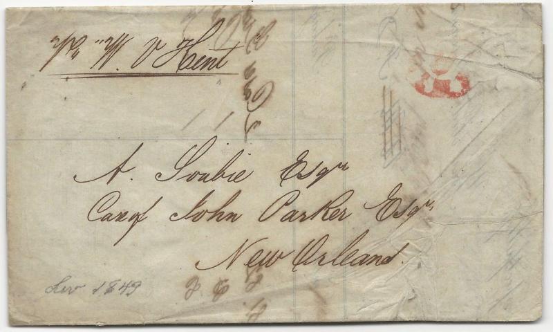 US Stampless Trans-Atlantic Ship Cover Folded Letter Liverpool July 16, 1846