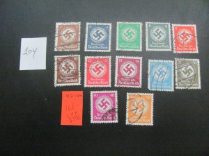 Germany 1942-44 USED MI. 166-177 OFFICIAL SET VF/XF 550 EUROS (204)