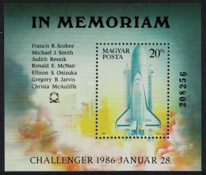 Hungary 'Challenger' Astronauts Commemoration MS 1986 MNH SG#MS3687