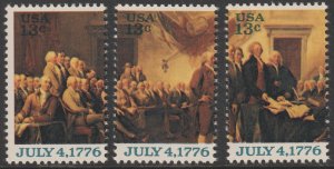 U.S.  Scott# 1691-3 1976 July 4, 1776 Issue XF MNH