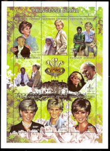 TOGO 1997 PRINCESS DIANA Sheet of 8 + Label Sc 1854 MNH