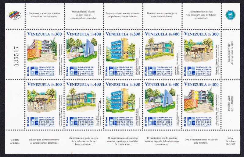 Venezuela Education Building and Endowment Foundation Sheetlet of 10v