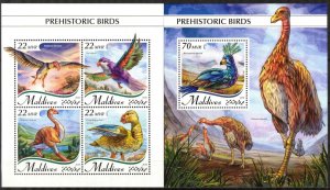 Maldive Islands 2018 Dinosaurs Prehistory Birds Sheet + S/S MNH