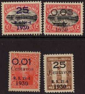 Thematic stamps BOLIVIA 1930 SURCHARGE (sg.224/7) 4V mint