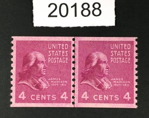 MOMEN: US STAMPS # 843 LINE PAIR MINT OG H XF $28++ LOT # 20188