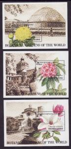 Sierra Leone-Sc.1427-9-unused NH set of 3 sheets-Botanic Gardens-Flowers