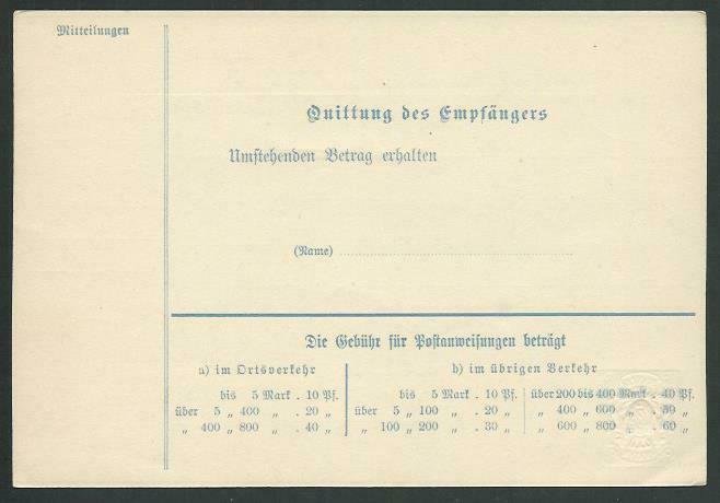 GERMANY BAVARIA 20pf parcel card fine unused...............................58575