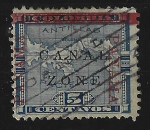 Canal Zone Scott #12 Used 5c Overprint Broken A 2019 CV $2.75++