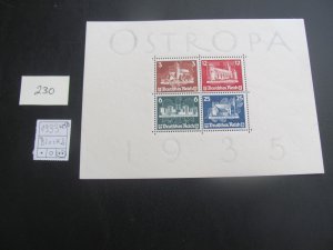 Germany 1935 MNH SIGNED SCHLEGEL SC B68 SOUVENIR SHEET XF 1100 EUROS (230)