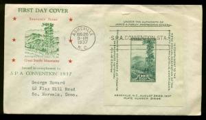 797 10c SOUVENIR SHEET FDC ASHEVILLE, NC PLANTY P28 HOLLAND CACHET