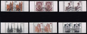 Germany 2001,Sc.#1839 and more used pairs of Historic Sites in two Currencies