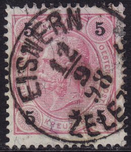 Austria - 1890 - Scott #54 - used - EISNERN ZELEZNIKE pmk Slovenia