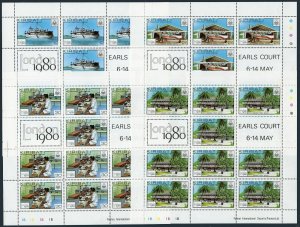 Kiribati 352-355 sheets,MNH.Michel 349-352. LONDON-1980:Post Office,Ship,Plane.