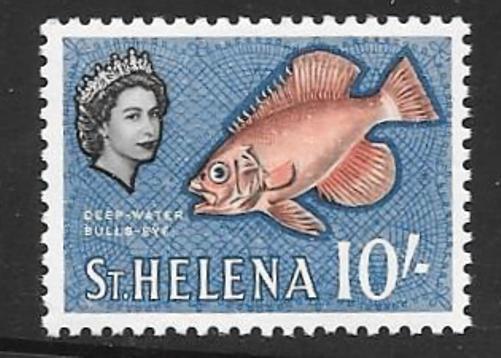 ST.HELENA SG188 1961 10/- ORANGE RED BLACK AND BLUE MNH