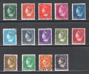 Netherlands #216-225B  VF, Used, Complete Set, CV $7.80  ....   4200177